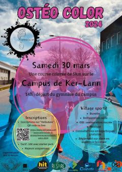 Ostéo Color samedi 30 mars 2024 : Une course colorée organisée par le BDE de l'école