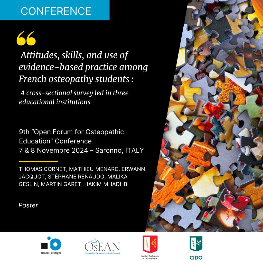 Attitudes, skills, and use of evidence-based practice among French osteopathy students: A cross-sectional survey led in three educational institutions