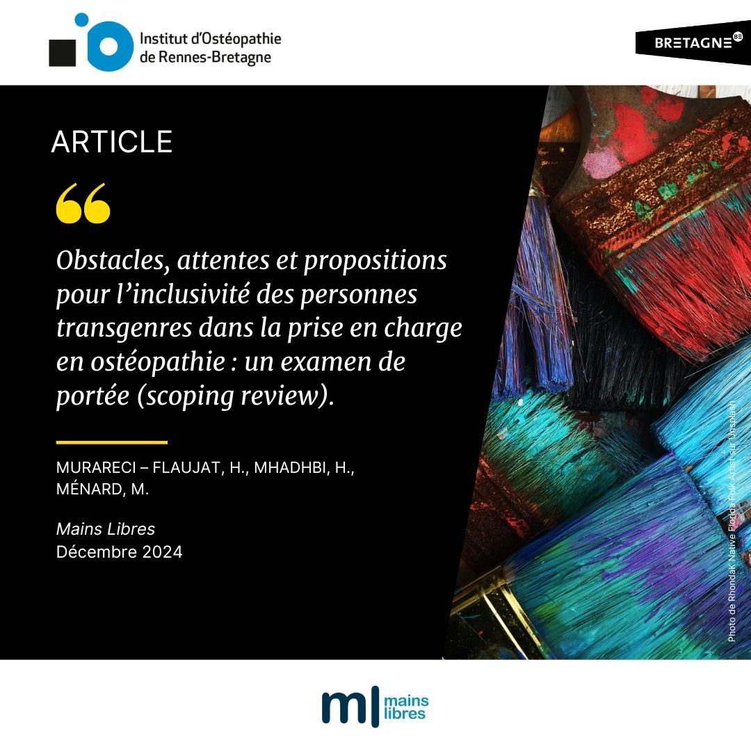 Obstacles, attentes et propositions pour l’inclusivité des personnes transgenres dans la prise en charge en ostéopathie : un examen de portée (scoping review).