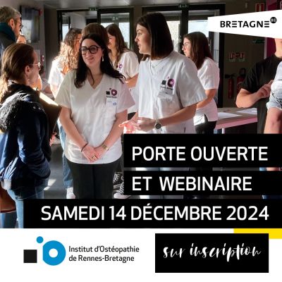 Portes Ouvertes dans notre école d’ostéopathie – Samedi 14 Décembre 2024 : Que vous veniez de Normandie, de Brest, Caen, Nantes, Angers, Le Mans, rejoignez-nous en présentiel ou en webinaire !